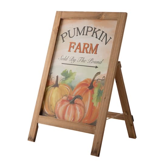 24&#x22; GlitzHome&#xAE; Pumpkin Farm Wooden Porch Sign